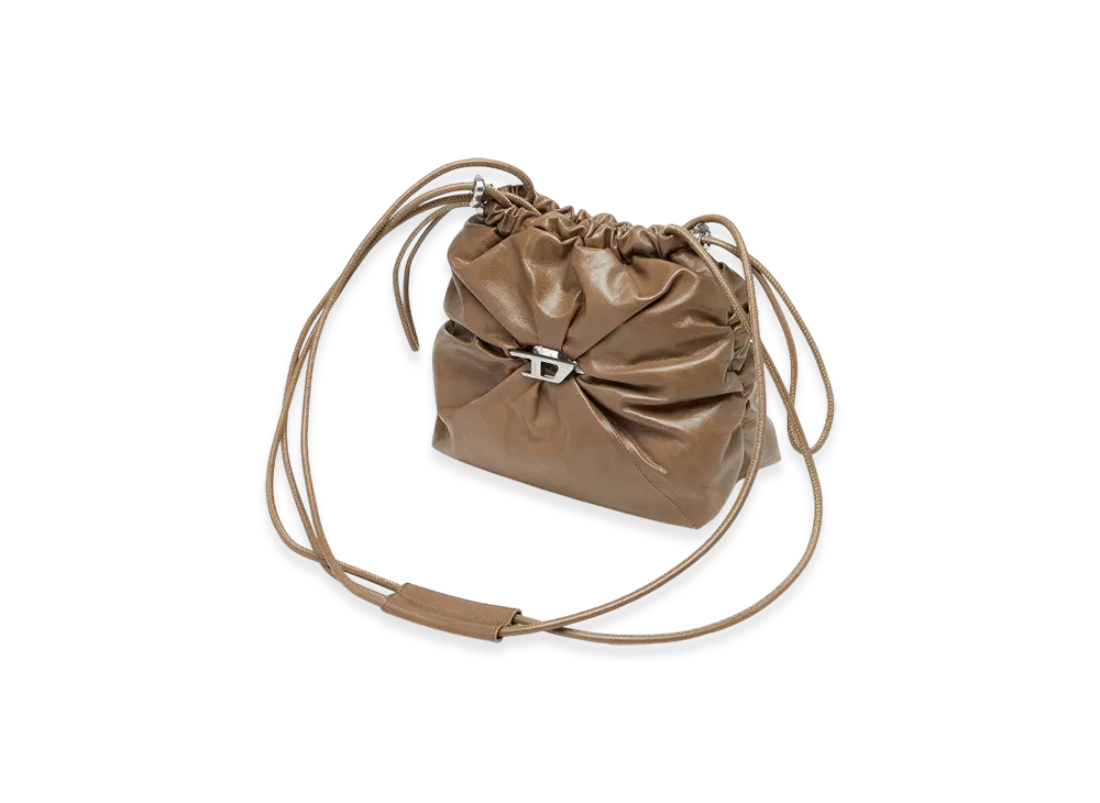 Diesel Scrunch-D Bucket Scrunch-D-Bucket Bag In Shiny Wrinkled Leather "Light Brown"