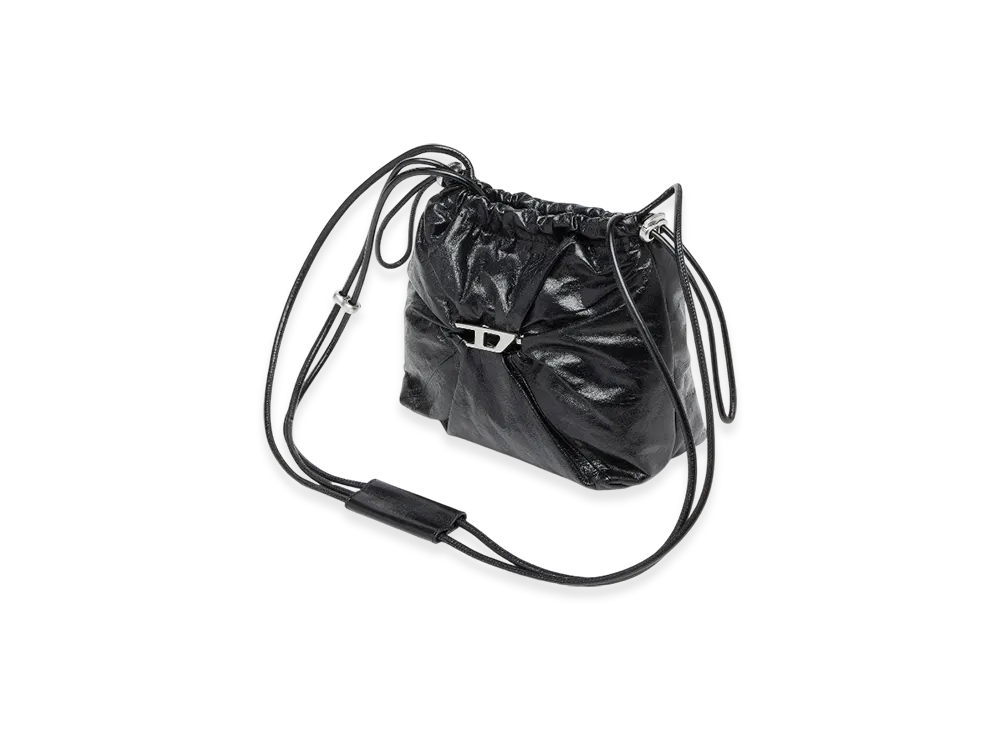 Diesel Scrunch-D Bucket Scrunch-D-Bucket Bag In Shiny Wrinkled Leather "Black"
