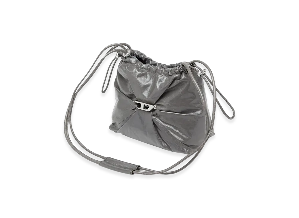 Diesel Scrunch-D Bucket Scrunch-D-Bucket Bag In Shiny Wrinkled Leather "Gray"
