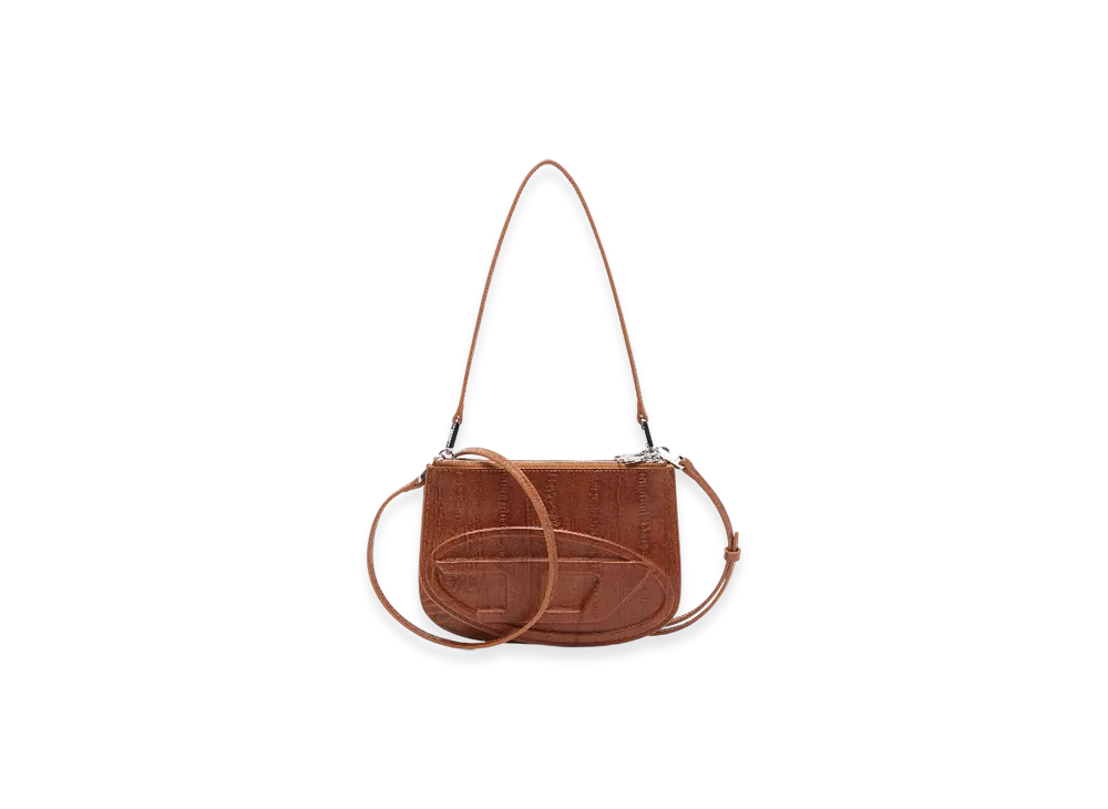 Diesel 1Dr Twin 1Dr Twin-Double-Pouch Shoulder Bag In Printed Leather "Brown"