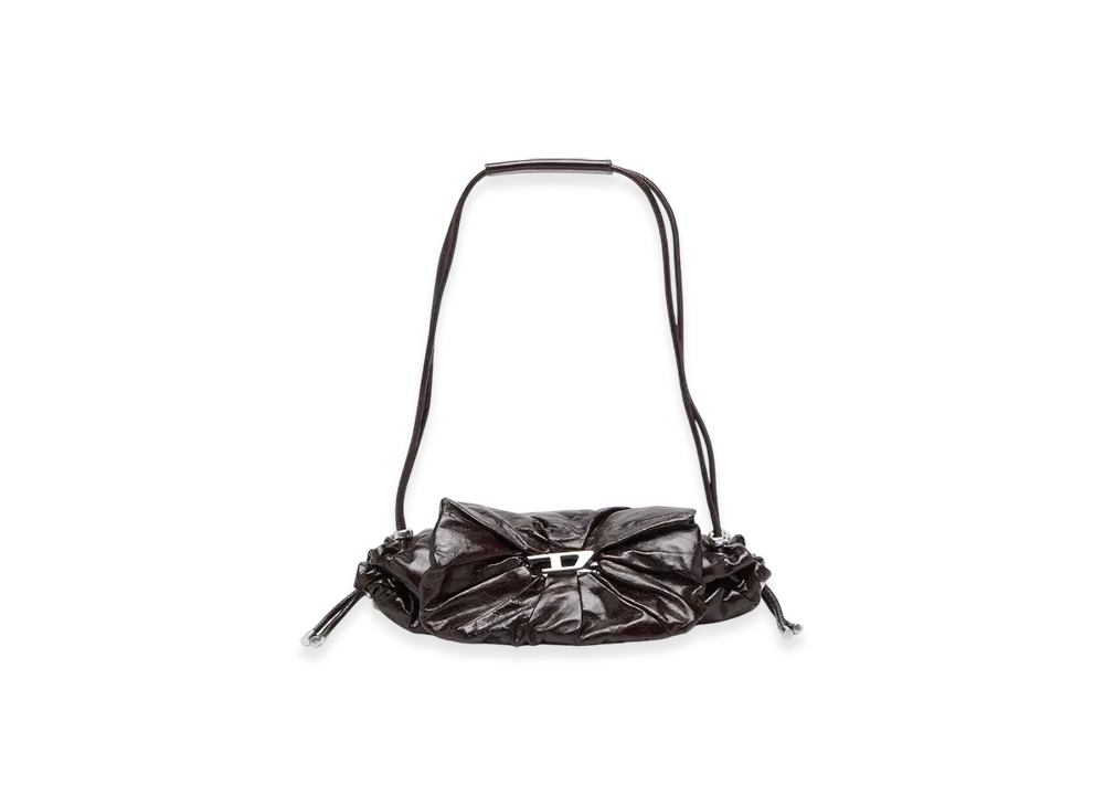 Diesel Scrunch-D Shoulder S Scrunch-D S-Shoulder Bag In Scrunched Leather "Dark Brown"