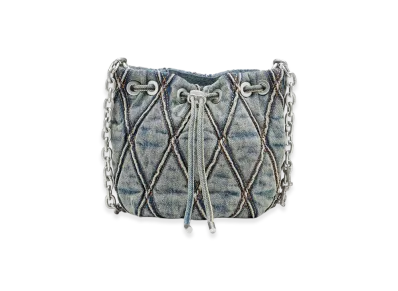 Diesel Charm-D Bucket S Charm-D S-Mini Bucket Bag In Argyle Quilted Denim "Blue"
