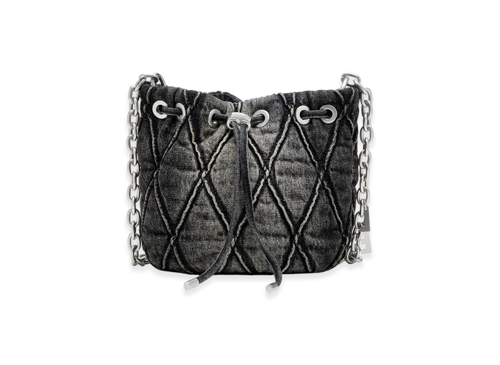 Diesel Charm-D Bucket S Charm-D S-Mini Bucket Bag In Treated Quilted Denim "Black"