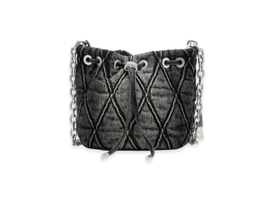 Diesel Charm-D Bucket S Charm-D S-Mini Bucket Bag In Treated Quilted Denim "Black"