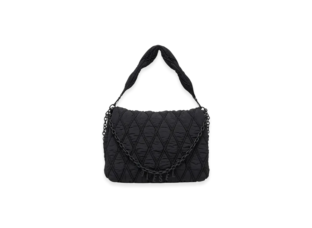 Diesel Charm-D Shoulder L Charm-D L-Shoulder Bag In Quilted Washed Nylon "Black"