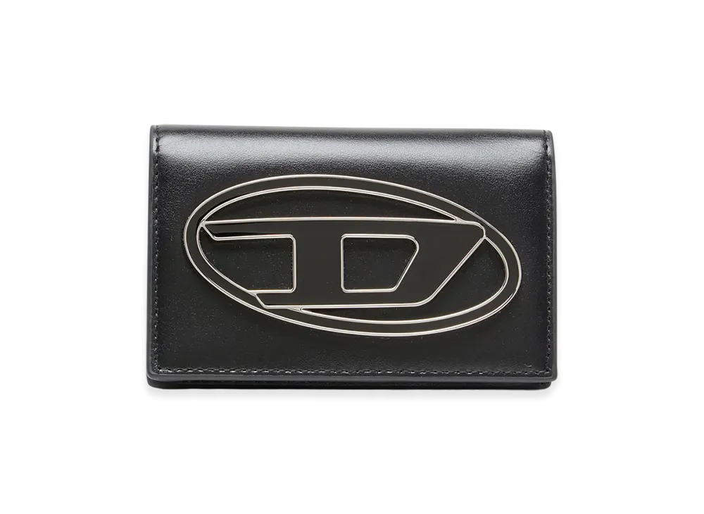 Diesel 1Dr Card Holder Iv Leather Card Holder With Enamelled Oval D "Black"