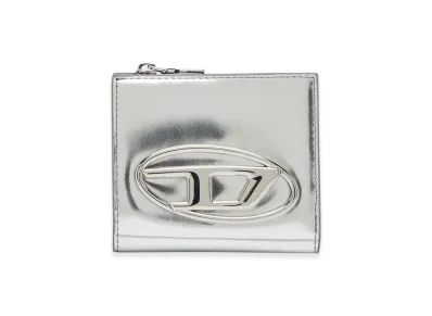 Diesel 1Dr Bi Fold Zip L Bi-Fold Card Holder In Mirrored Leather "Silver"