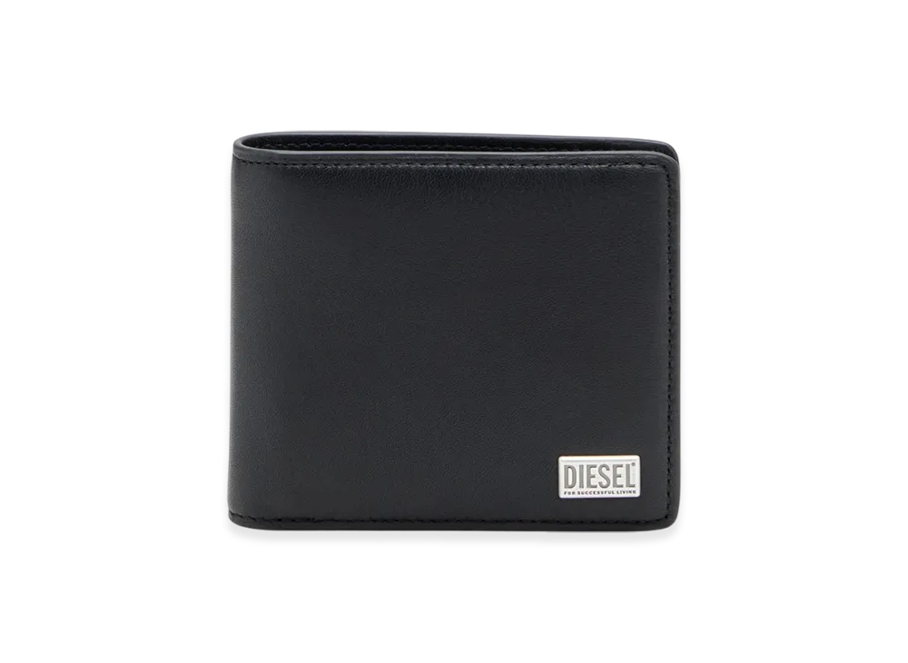 Diesel Biscotto Bi Fold Coin S 3D Bi-Fold Wallet In Semi-Gloss Leather "Black"