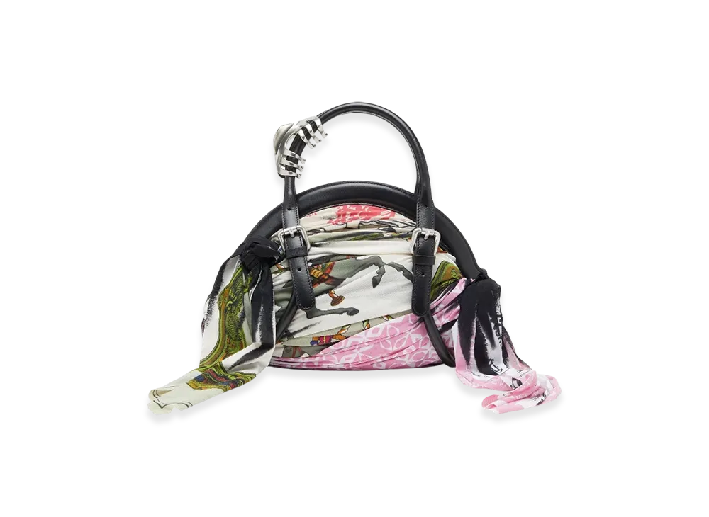 Diesel Trash-D Top Handle Trash-D-Bandana Handbag In Leather And Jersey "Black White"