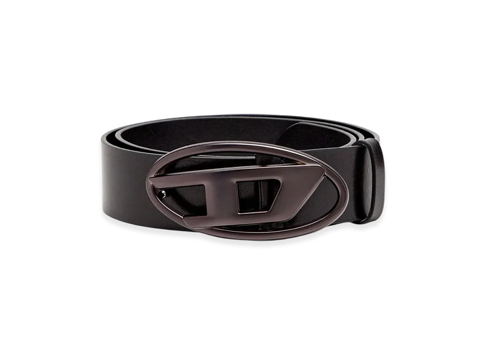 Diesel B-1Dr 3.9Cm Leather Belt With Metallic Oval D Buckle "Black"
