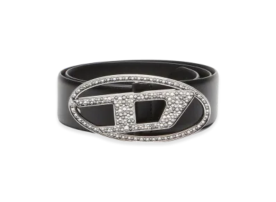 Diesel B-1Dr Strass 4Cm Leather Belt With Crystal Buckle "Black"