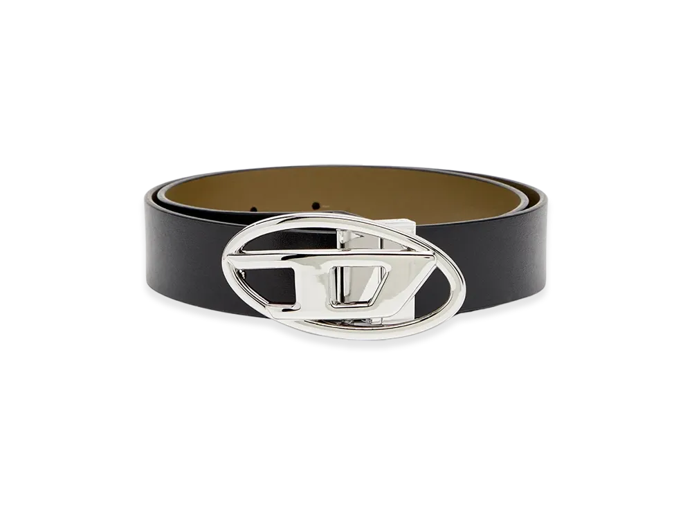 Diesel B-1Dr W Rev Ii 30 3Cm Reversible Leather Belt With Oval D Buckle "Black Green"