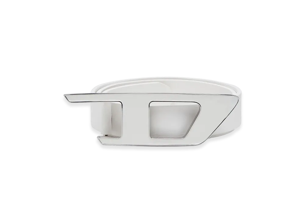 Diesel B-Dlogo Ii 2.5Cm Leather Belt With Enamelled Buckle "White"
