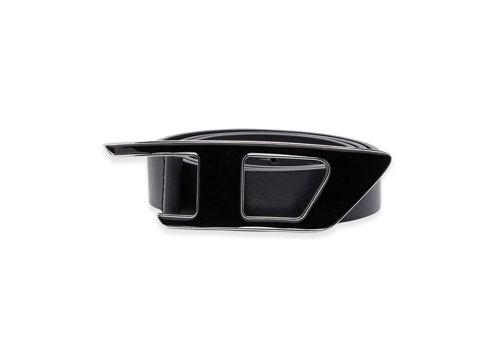 Diesel B-Dlogo Ii 2.5Cm Leather Belt With Enamelled Buckle "Black"