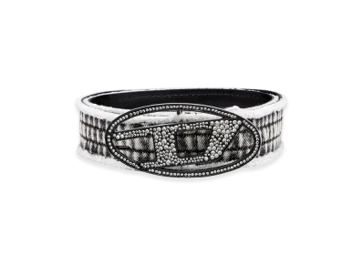 Diesel B-1Dr Strass 3.9Cm Denim And Leather Belt With Crystal Buckle "Black"