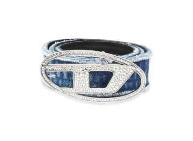 Diesel B-1Dr Strass 3.9Cm Denim Belt With Rhinestone Oval D Buckle "Blue"