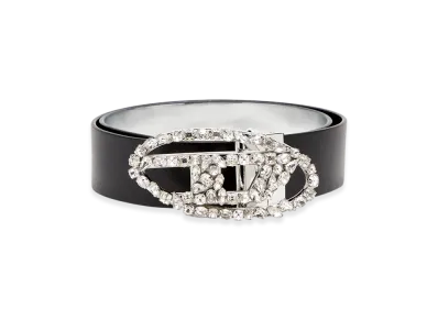 Diesel B-1Dr W Rev 4Cm Reversible Leather Belt With Crystal Buckle "Black"