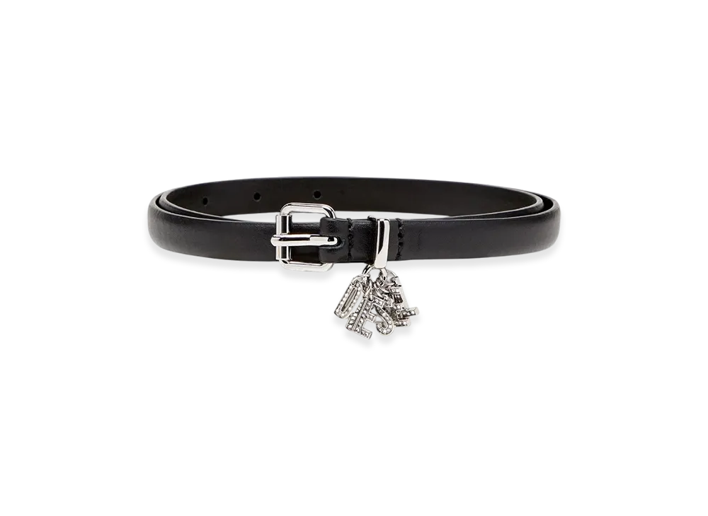 Diesel B-Charm-Loop 1.4Cm Nappa Leather Belt With Logo Charms "Black"