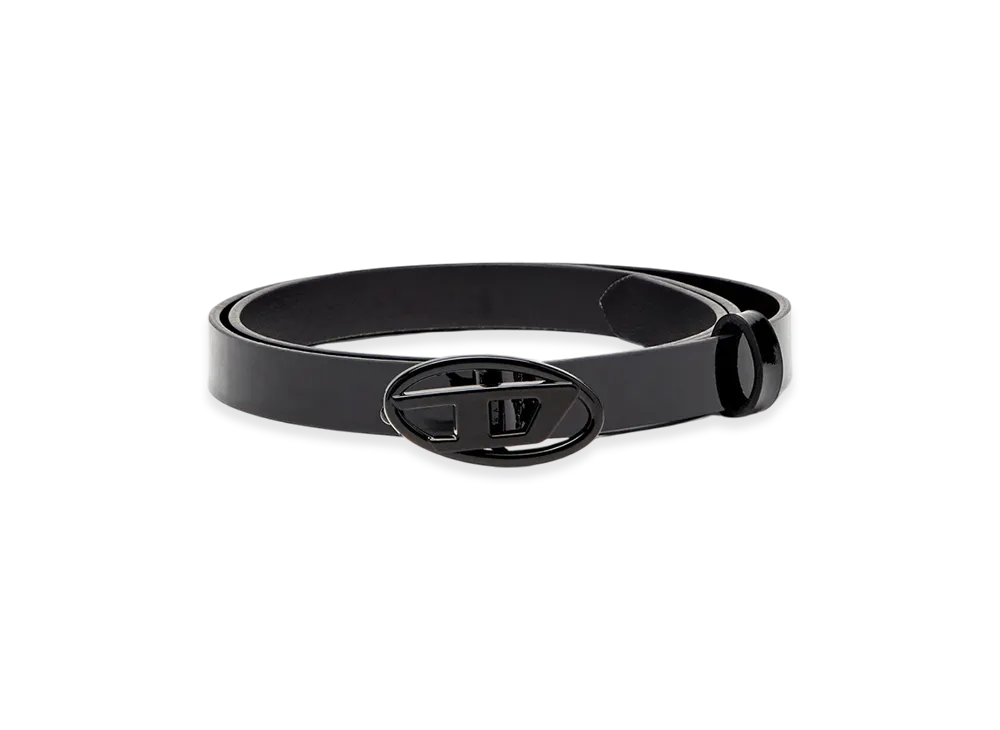 Diesel B-Play 15 1.5Cm Slim Belt In Glossy Leather "Black"