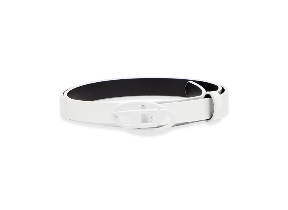 Diesel B-Play 15 1.5Cm Slim Belt In Glossy Leather "White"