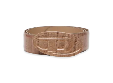 Diesel B-1Dr Embraced 4Cm Belt In Eel-Effect Leather "Light Brown"