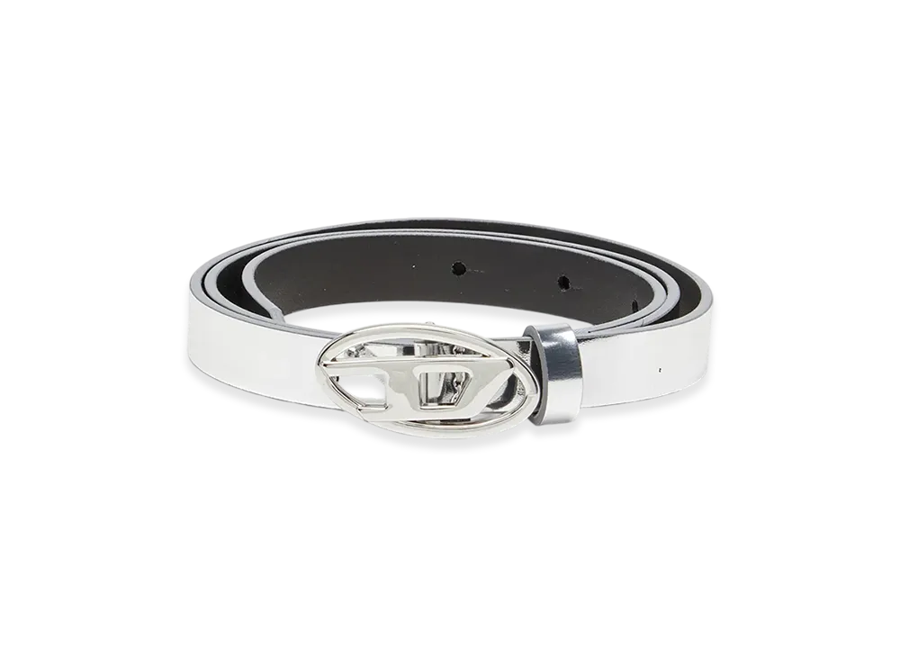 Diesel B-1Dr 15 1.5Cm Belt With Mirrored Metallic Finish "Silver"