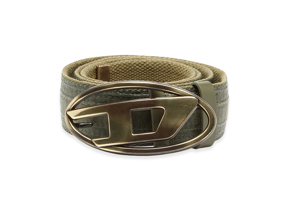 Diesel B-1Dr Tape 4Cm Belt In Waxed Canvas "Green Blue"