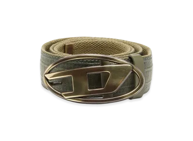 Diesel B-1Dr Tape 4Cm Belt In Waxed Canvas "Green Blue"