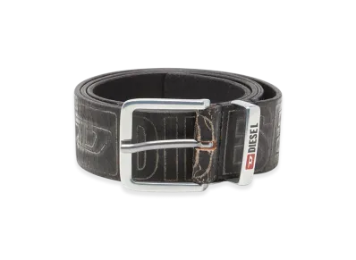 Diesel B-Biscotto Outline 4 Cm Leather Belt With Logo "Black"