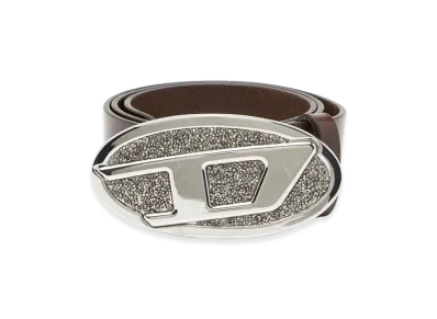 Diesel B-1Dr 2.0 Full Rocks 4Cm Leather Belt With Rhinestone Oval D Buckle "Brown"