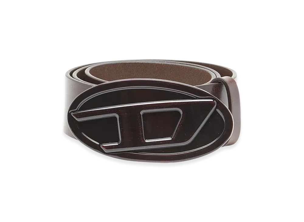 Diesel B-1Dr 2.0 4Cm Leather Belt With Glossy Oval D Buckle "Brown"