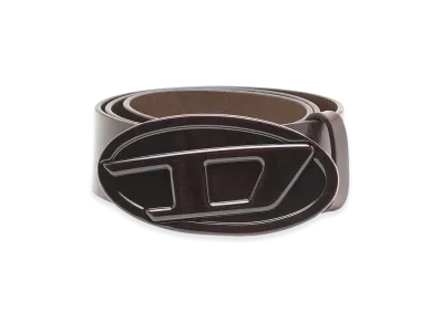 Diesel B-1Dr 2.0 4Cm Leather Belt With Glossy Oval D Buckle "Brown"