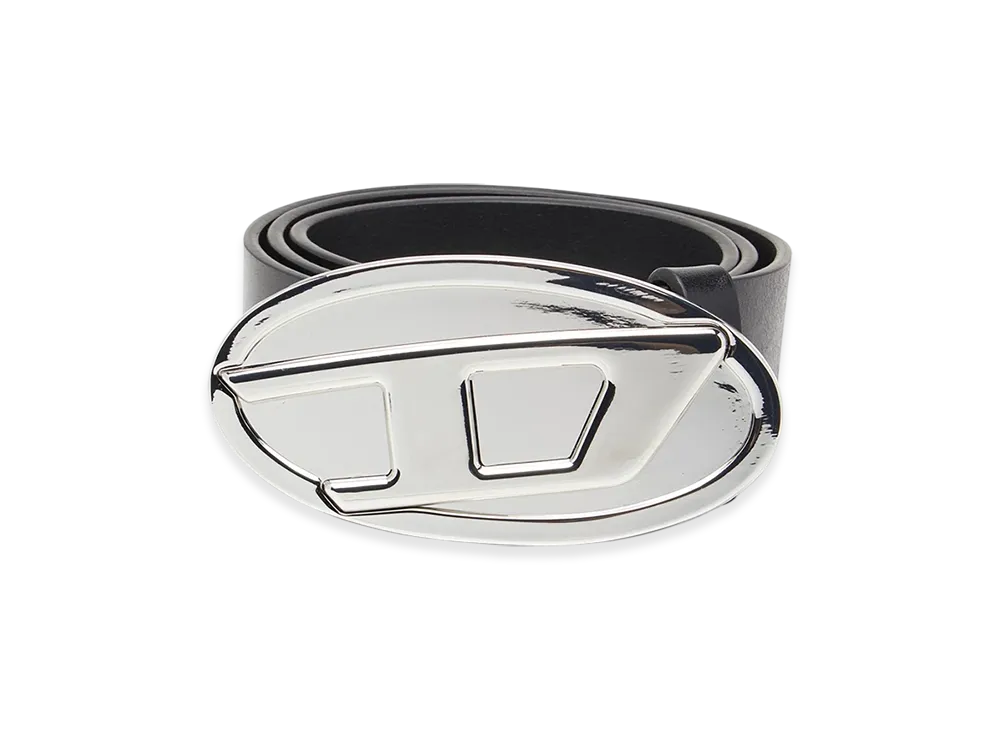 Diesel B-1Dr 2.0 4Cm Leather Belt With Oval D Plaque "Black"