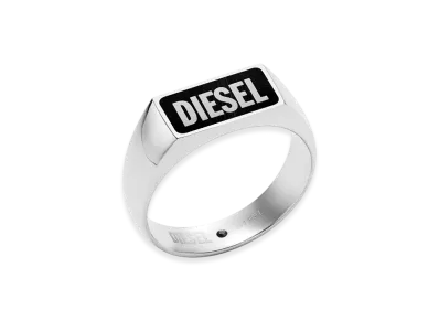 Diesel Dx1512 Black Agate Signet Ring "Silver"