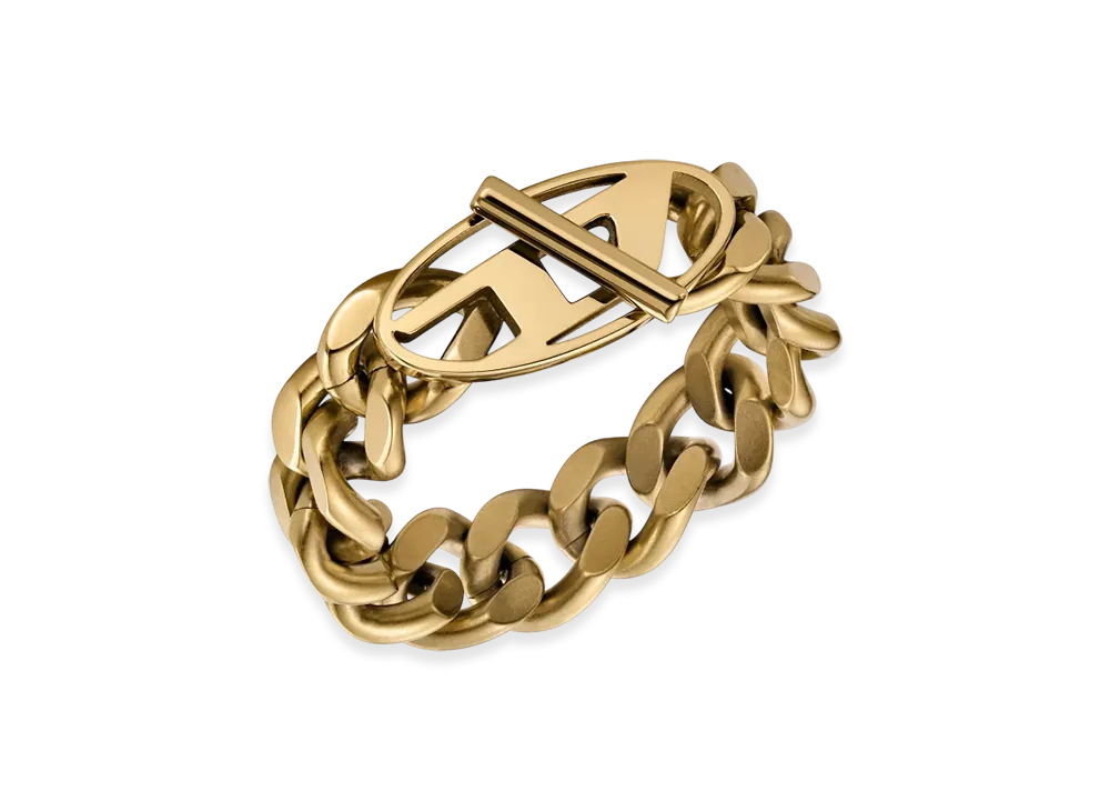 Diesel Dx1568710 Jewel Gold-Tone Stainless Steel Soft Chain Ring "Gold"