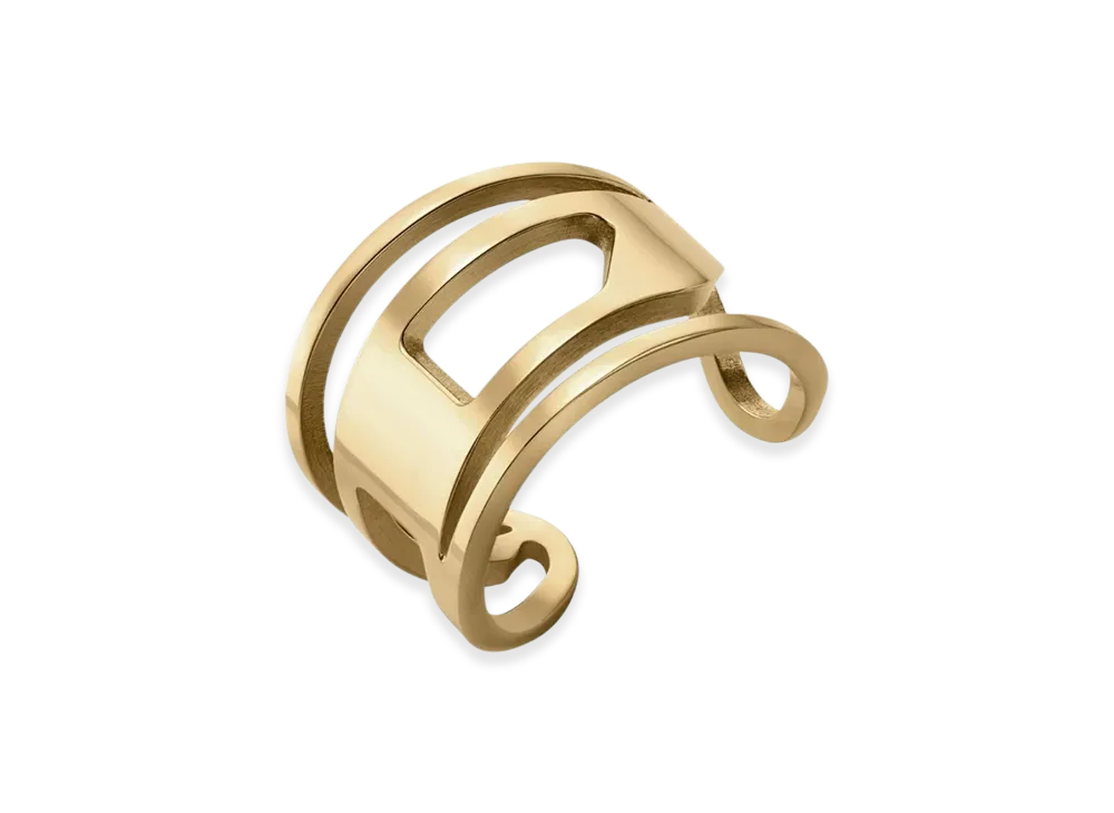 Diesel Dx1569710 Jewel Gold-Tone Stainless Steel Band Ring "Gold"