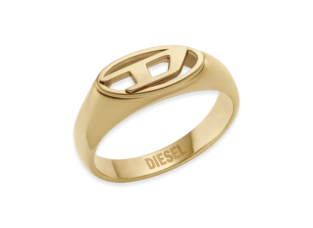 Diesel Dx1588710 Jewel Gold-Tone Stainless Steel Signet Ring "Gold"
