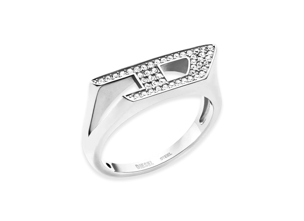 Diesel Dx1629040 Jewellery Stainless Steel Glitz Signet Ring "Silver"