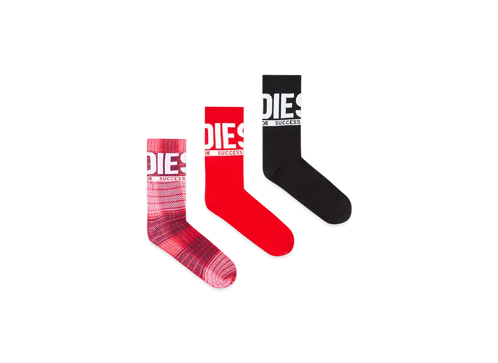 Diesel Skm-Ray-Threepack Socks 3-Pack "Red/Black"