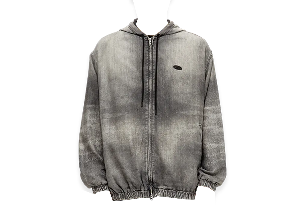 Diesel D-Offy-S Hooded jacket in marbled coated denim "Black/Dark Grey"