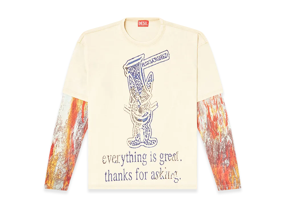 Diesel T-Boxt-Db-Ls-Rib-T1 Long Sleeve T-Shirt "Beige"