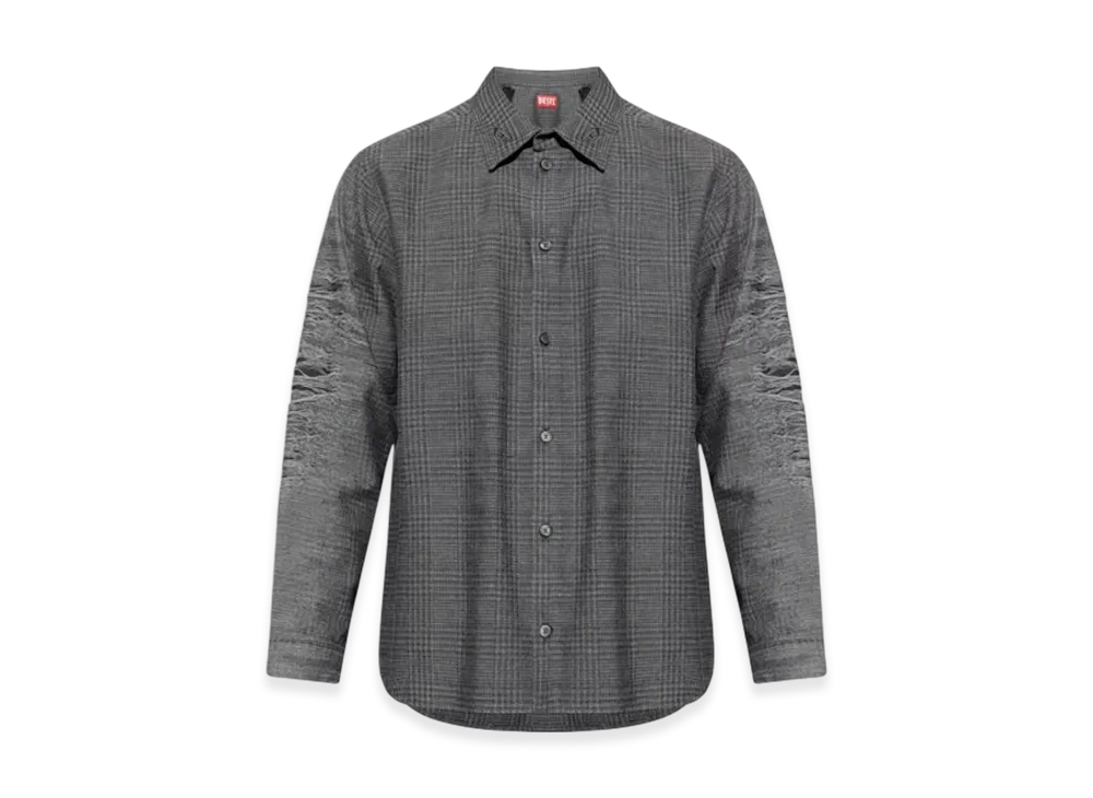 Diesel S-Olov Checked shirt with distressed sleeves "Grey"