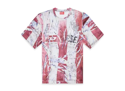 Diesel T-Boxt-R13 T-shirt with trompe l'oeil cracked print "Red/White"