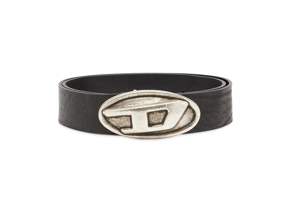 Diesel B-Double D Leather Belt "Black"