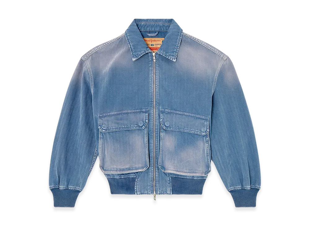 Diesel D-Kurz Jacket in coloured herringbone denim "Light Blue"