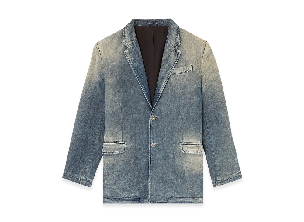 Diesel D-Reger-D Blazer in dirt-effect herringbone denim "Grey/Blue"