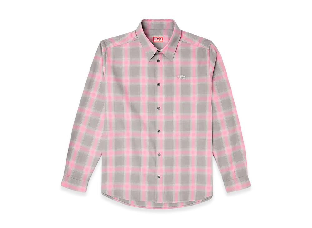 Diesel S-Simply-Check-Hgbt Long Sleeve Shirt "Grey/Pink"