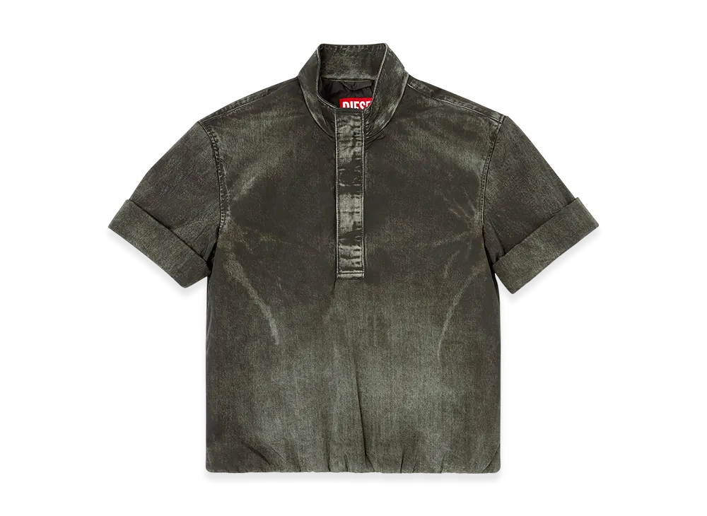 Diesel J-Valois Short-sleeve jacket in denim-effect nylon "Black"