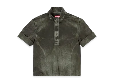 Diesel J-Valois Short-sleeve jacket in denim-effect nylon "Black"