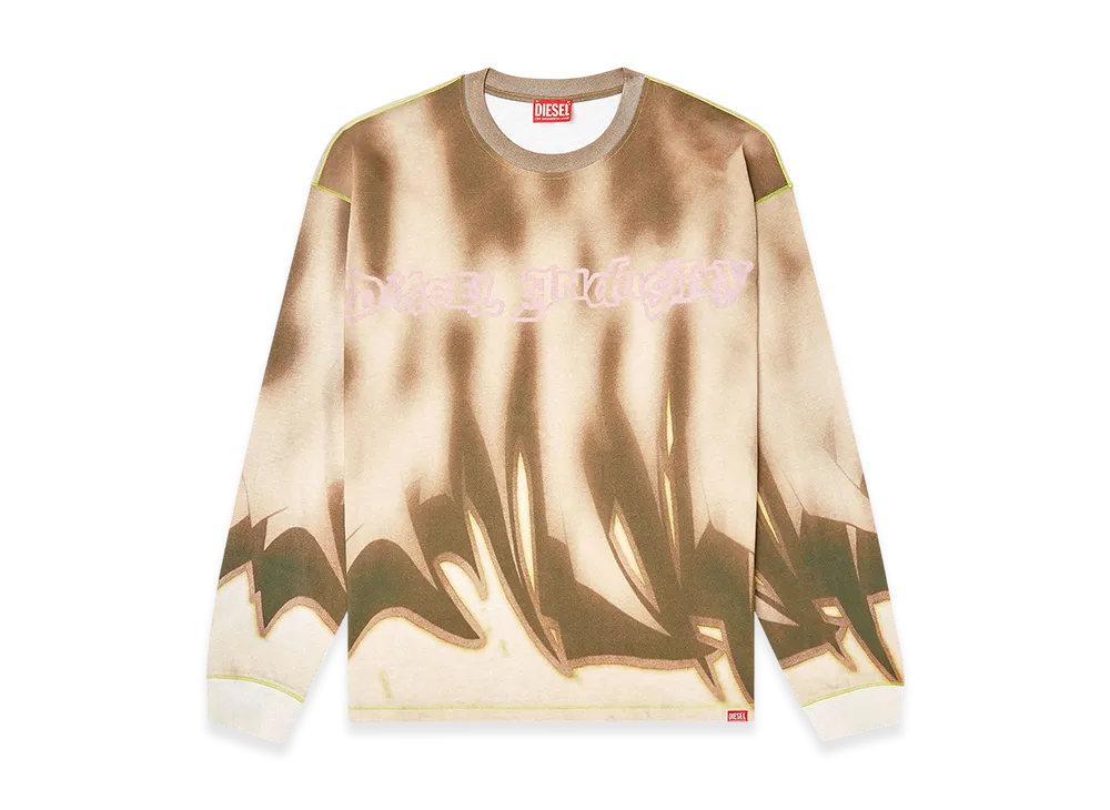 Diesel T-Boxt-Ls-Show Sweatshirt with front graffiti print "Beige/Brown"